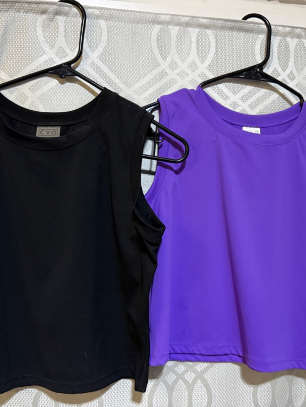 Constantly Varied Gear Black & Purple Crop Tank Tops CVG